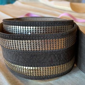 Brown Leather Studded Belt